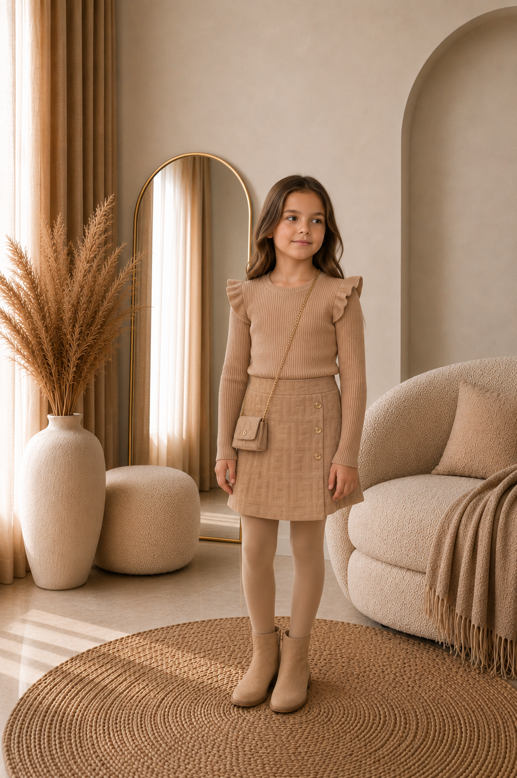 Robe beige avec sac