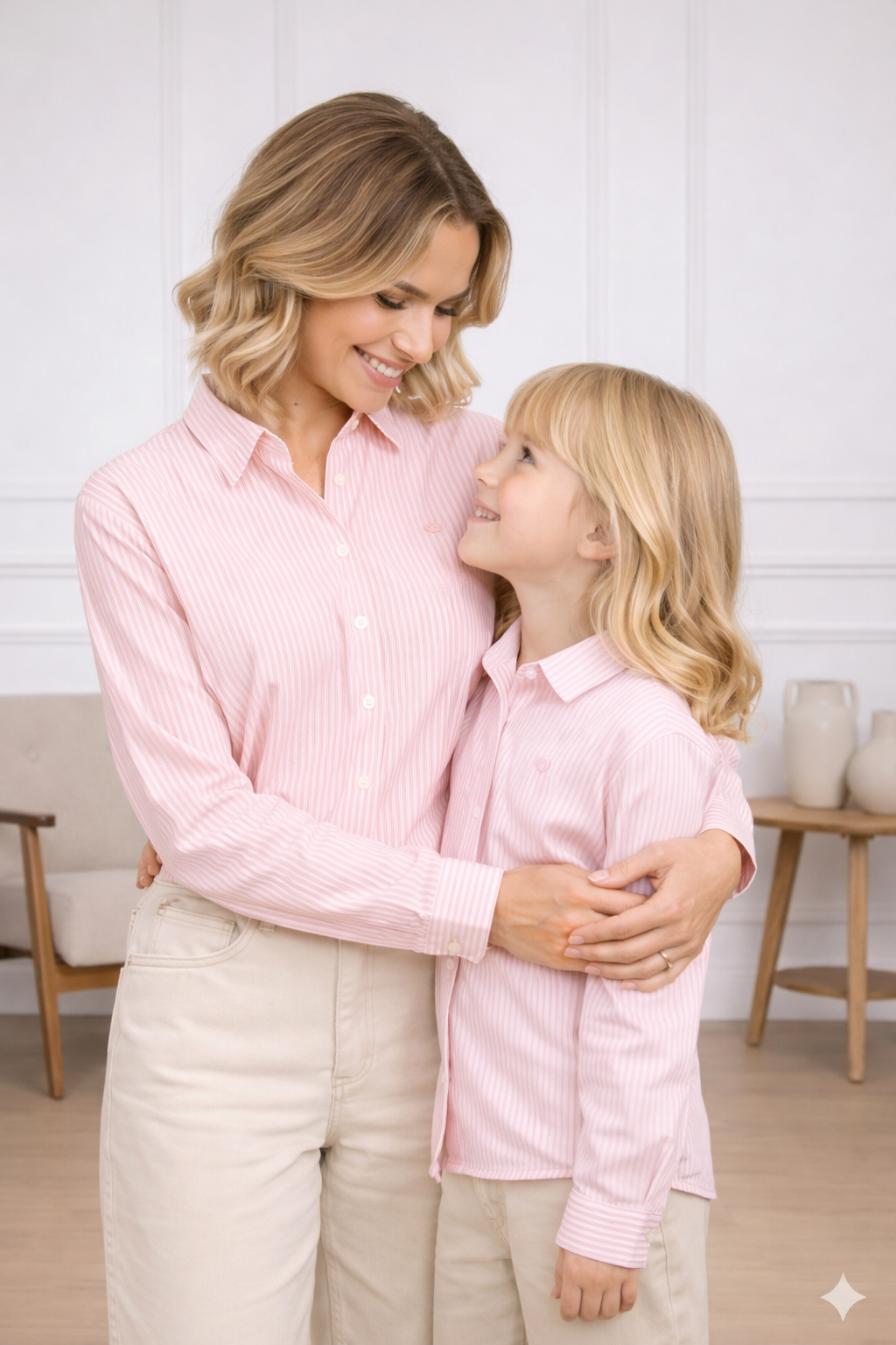 Chemise rayée avec broderie cœur