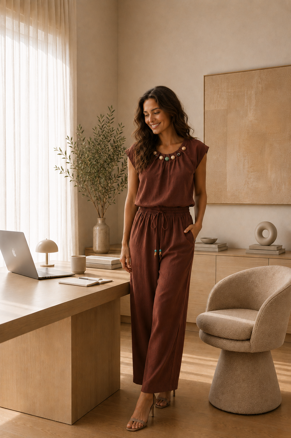 Ensemble haut fantaisie et pantalon large