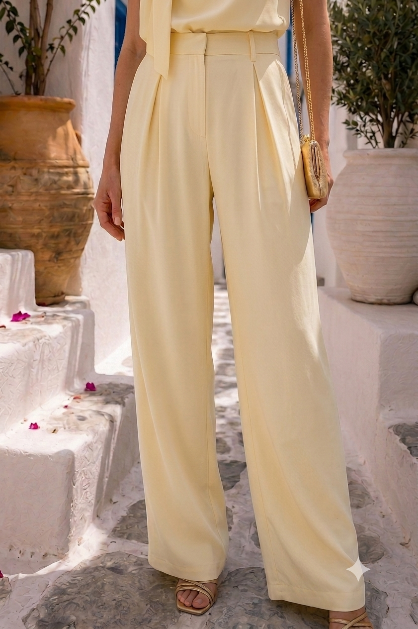 Pantalon fluide jaune