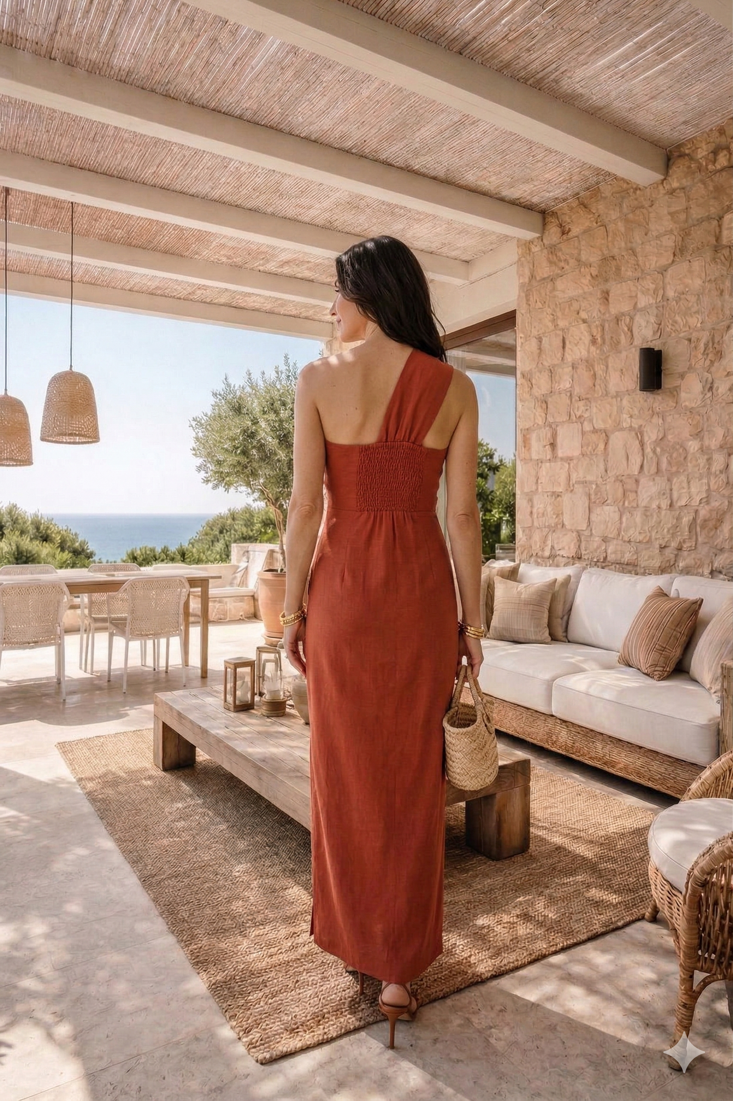 Robe asymétrique en lin