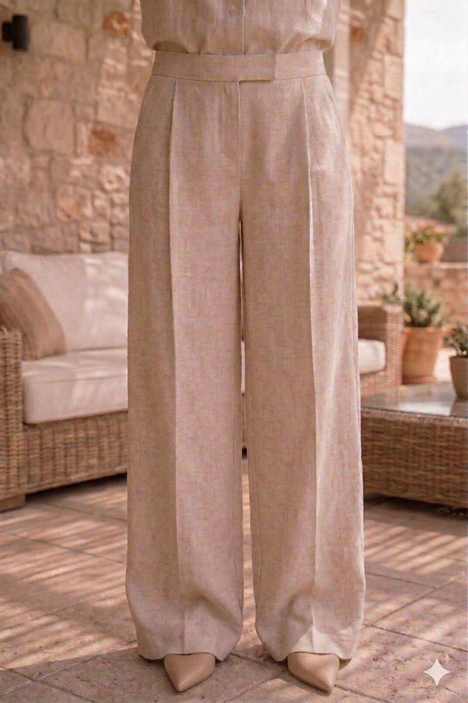 Pantalon large blush