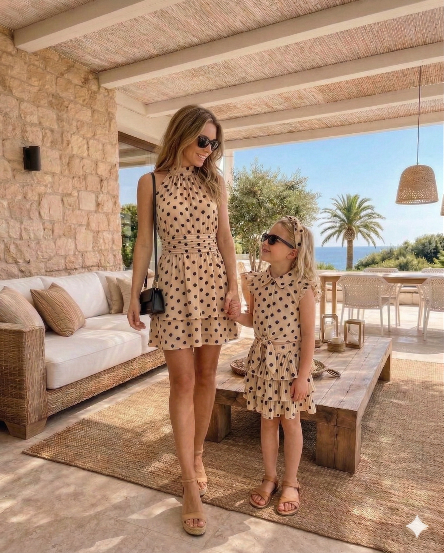 Robe beige à pois femme