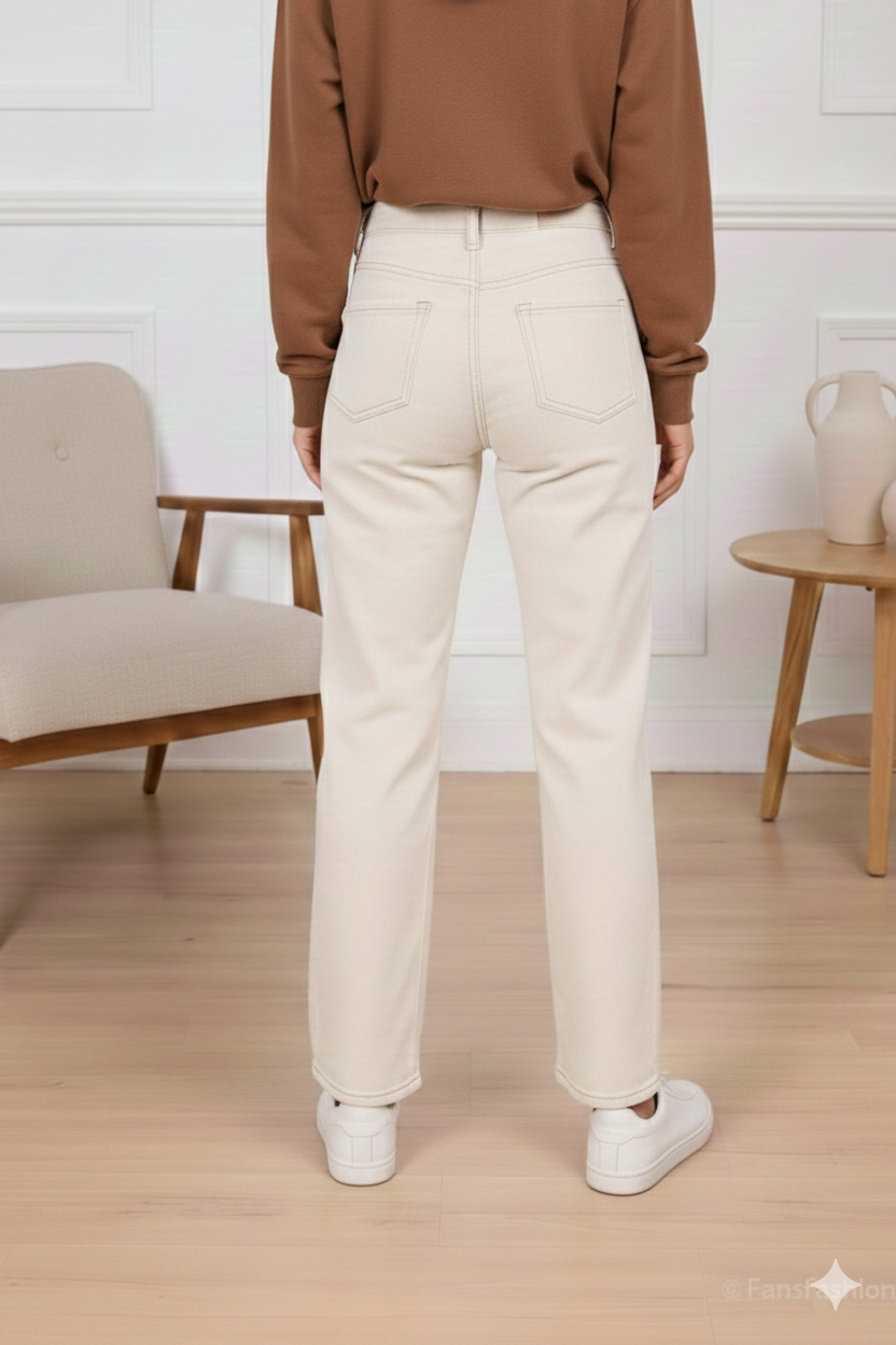 Jean taille haute asymétrique