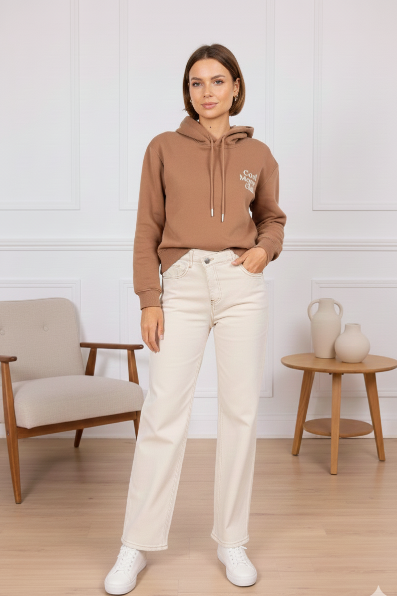 Jean taille haute asymétrique