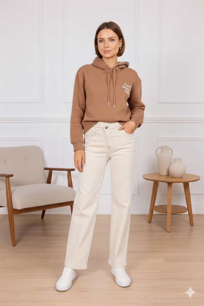 Jean taille haute asymétrique