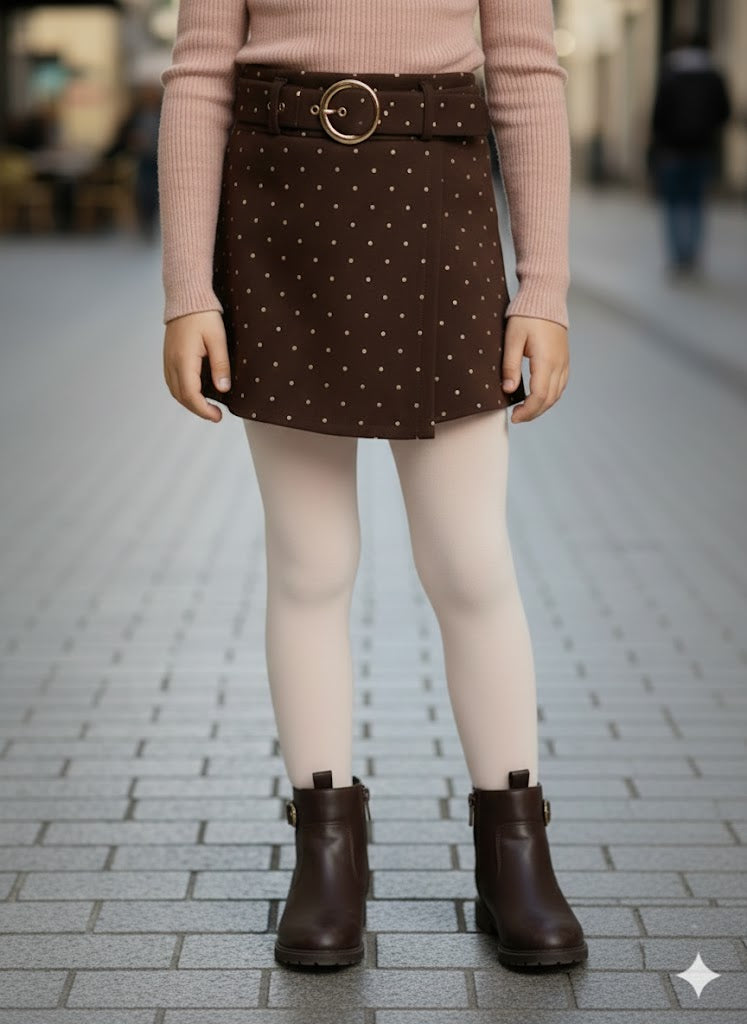 Jupe short choco à strass