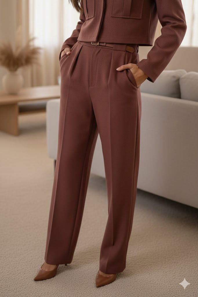 Pantalon ceinturé terracotta