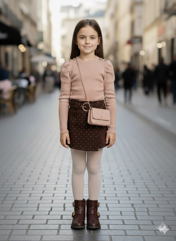 Jupe short choco à strass